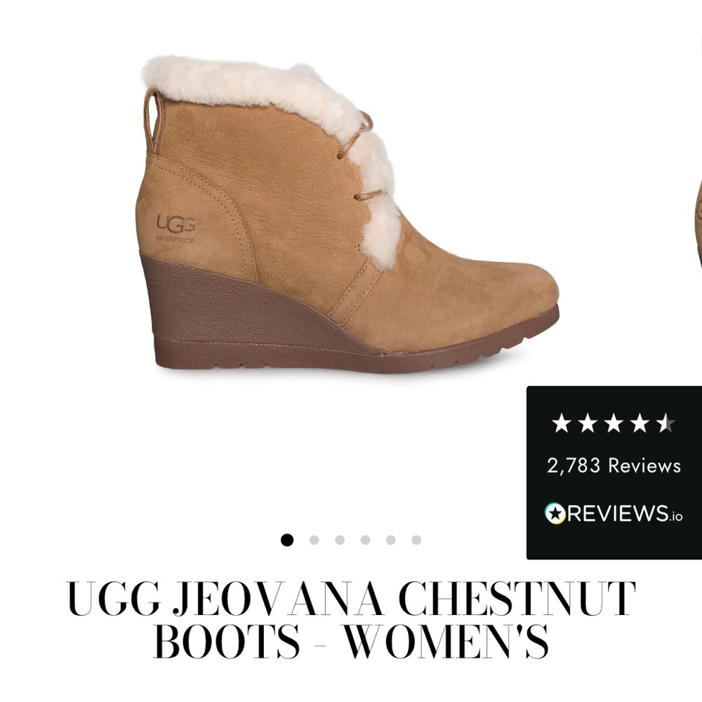UGG JEOVANA CHESTNUT WEDGE SHERPA BOOTS - WOMEN'S Size 9